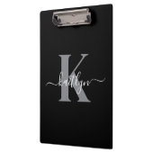 Modernes Schwarz-Grau-Script-Monogramm Klemmbrett (Links)