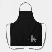 Modernes Schwarz-Grau-Script-Monogramm Schürze (Vorderseite)