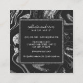 Modernes Schwarz-Grau-Silber-Glitzer-Marmor Makeup Quadratische Visitenkarte (Rückseite)