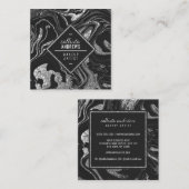 Modernes Schwarz-Grau-Silber-Glitzer-Marmor Makeup Quadratische Visitenkarte (Vorne/Hinten)