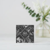 Modernes Schwarz-Grau-Silber-Glitzer-Marmor Makeup Quadratische Visitenkarte (Stehend Vorderseite)