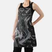 Modernes Schwarz-Grau-Silber-Glitzer-Marmormonogra Schürze (InSitu)