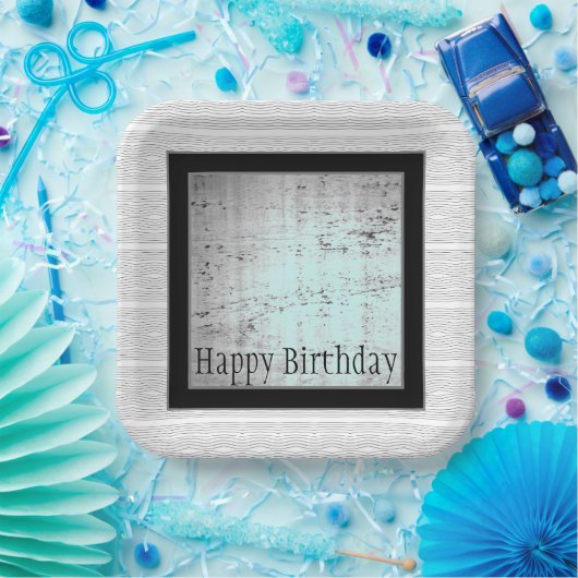 Modernes Schwarz-Grau und Weiß Pappteller (Party)