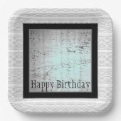 Modernes Schwarz-Grau und Weiß Pappteller (Vorderseite)