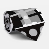 Modernes Schwarz, Grau Weiß Abstrakt Krawatte (Gerollt)