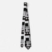 Modernes Schwarz, Grau Weiß Abstrakt Krawatte (Rückseite)