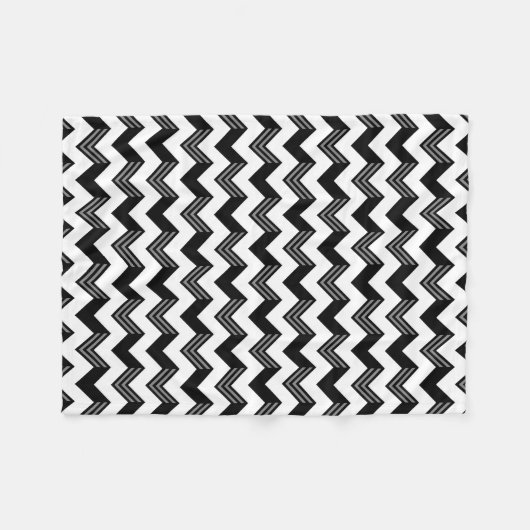 Modernes Schwarz, Grau, Weiß Zigzag Zickzack Muste Fleecedecke (Vorderseite (Horizontal))