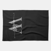 Modernes, schwarz-graues, benutzerdefiniertes Mono Geschirrtuch (Horizontal)