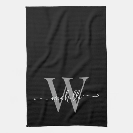 Modernes, schwarz-graues, benutzerdefiniertes Mono Geschirrtuch (Vertikal)