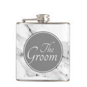 Modernes schwarz-graues Marmormuster Flachmann (Vorderseite)