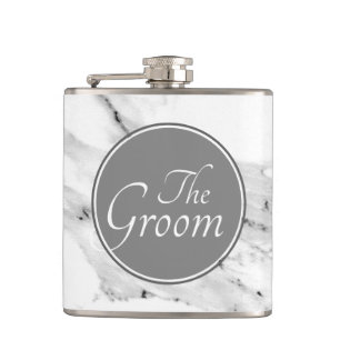 Modernes schwarz-graues Marmormuster Flachmann