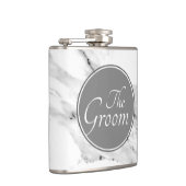 Modernes schwarz-graues Marmormuster Flachmann (Rechts)