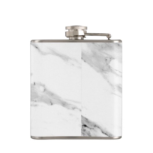 Modernes schwarz-graues Marmormuster Flachmann (Rückseite)