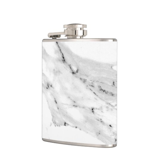 Modernes schwarz-graues Marmormuster Flachmann (Links)