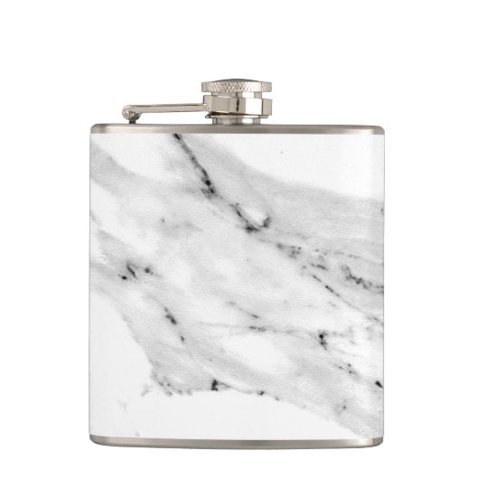 Modernes schwarz-graues Marmormuster Flachmann (Vorderseite)