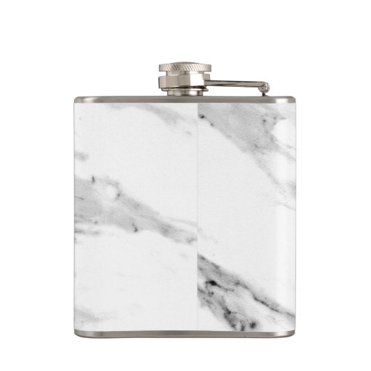 Modernes schwarz-graues Marmormuster Flachmann (Rückseite)