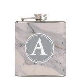 Modernes, schwarz-graues Marmormuster Flachmann (Vorderseite)