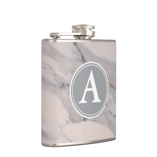 Modernes, schwarz-graues Marmormuster Flachmann (Rechts)