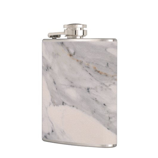 Modernes, schwarz-graues Marmormuster Flachmann (Links)