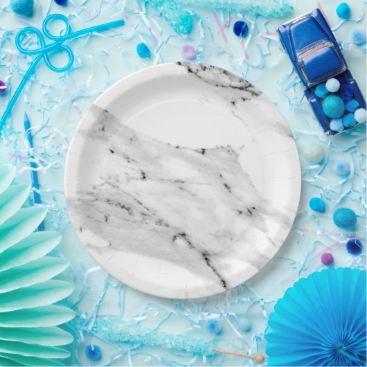 Modernes schwarz-graues Marmormuster Pappteller (Party)
