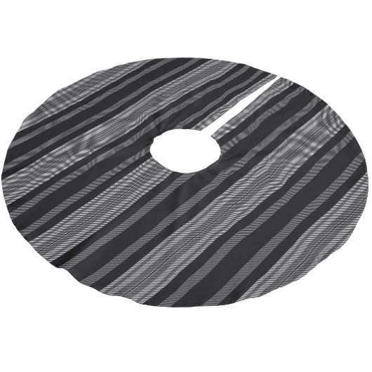 Modernes schwarz-grauweißes Grafikmuster Polyester Weihnachtsbaumdecke (Schrägansicht)