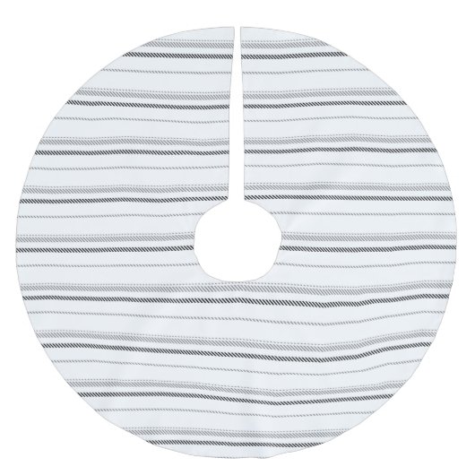 Modernes schwarz-grauweißes grafisches Streifenmus Polyester Weihnachtsbaumdecke (Vorderseite)