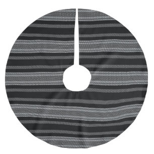 Modernes schwarz-grauweißes grafisches Streifenmus Polyester Weihnachtsbaumdecke
