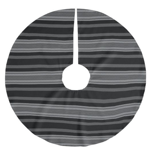 Modernes schwarz-grauweißes grafisches Streifenmus Polyester Weihnachtsbaumdecke (Vorderseite)