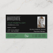 Modernes Schwarz-Grün-Foto Visitenkarte (Rückseite)