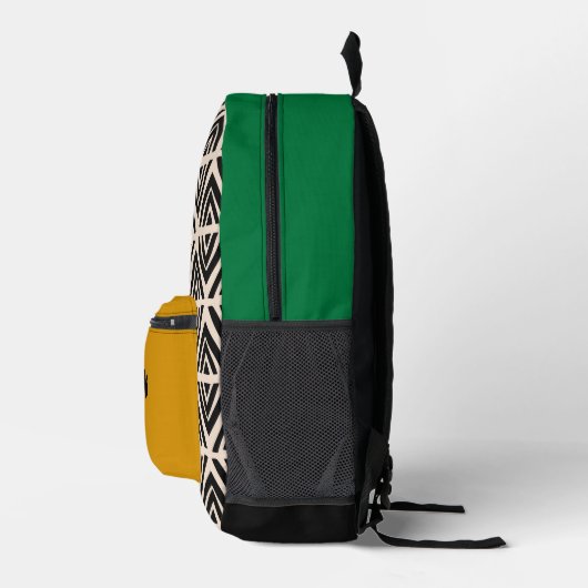 Modernes Schwarz-Grün-Gelb-Monogramm Bedruckter Rucksack (Rechts)