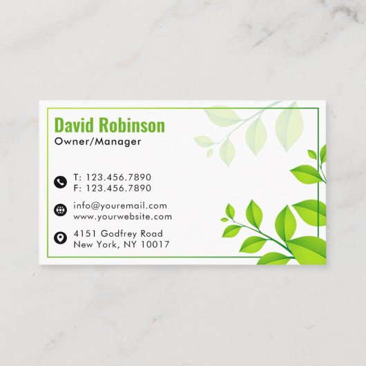 Modernes Schwarz-Grün-Landschaftsbild Visitenkarte (Rückseite)