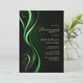 Modernes Schwarz-Grün-Party Einladung (Stehend Vorderseite)