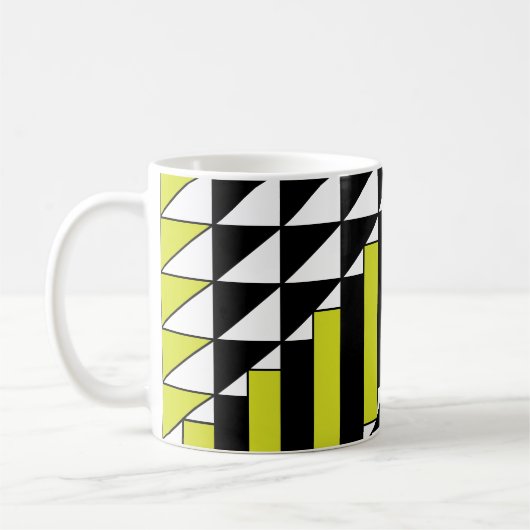 Modernes, schwarz-grünes Dreieck-Rechteck geometri Kaffeetasse (Links)
