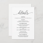 Modernes Schwarz-Hand-Briefdesign, Hochzeitsdetail Begleitkarte (Vorne/Hinten)