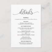 Modernes Schwarz-Hand-Briefdesign, Hochzeitsdetail Begleitkarte (Vorderseite)