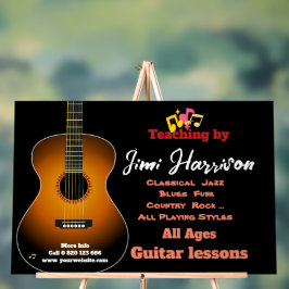 Modernes Schwarz Horz Gitarre Schule Akryllisches  Acrylschild