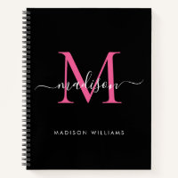 Modernes Schwarz-Hot-Pink-Girl-Monogramm-Skriptnam