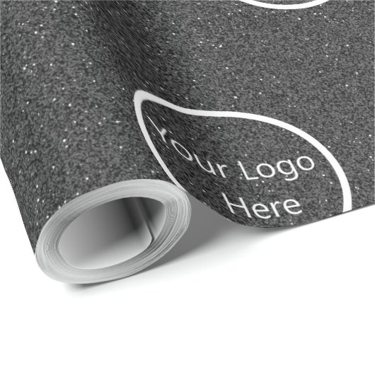 modernes Schwarz Ihr Logo hier Geschenkpapier (Rolleneckpunkt)