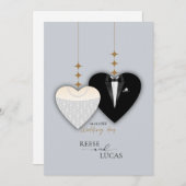 Modernes Schwarz-Illustrationsherz Save The Date (Vorne/Hinten)