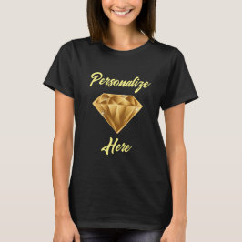 Modernes Schwarz im Golden Diamant-Stil Personalis T-Shirt