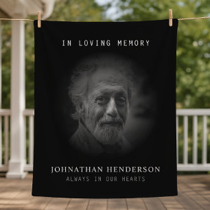 Modernes Schwarz in Love Memory Foto Tribute Fleecedecke
