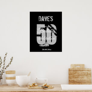 Modernes Schwarz jedes Alters 50 Geburtstag Begrüß Poster