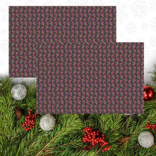 Modernes, schwarz-klassisches Candy Cane Muster Seidenpapier