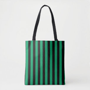 Modernes Schwarz-Kleeblatt-Grünstreifen-Muster Tasche