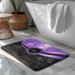 Modernes Schwarz/Lila Geometrie-Design Badematte