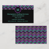 Modernes Schwarz, Lila, Rosa, Grau & Aquamarin. Zi Visitenkarte (Vorne/Hinten)