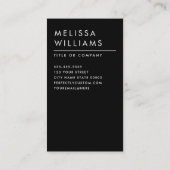 Modernes, schwarz-minimalistisches Foto Visitenkarte (Rückseite)