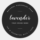 Modernes, schwarz-minimalistisches Seifenlabel Runder Aufkleber (Vorderseite)