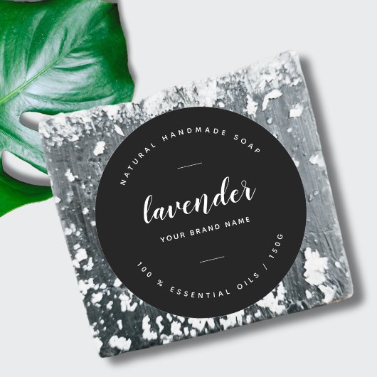 Modernes, schwarz-minimalistisches Seifenlabel Runder Aufkleber