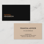 Modernes Schwarz mit Burnt Orange + Beige Beruflic Visitenkarte (Vorne/Hinten)